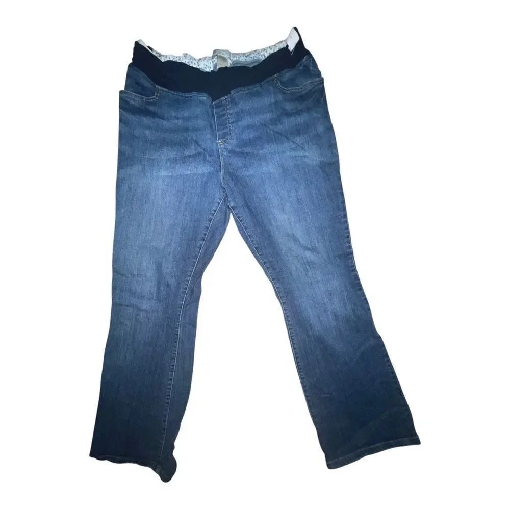 Tomorrow's Mother Medium Wash Maternity Blue Jeans Straight Leg Front Low Panel